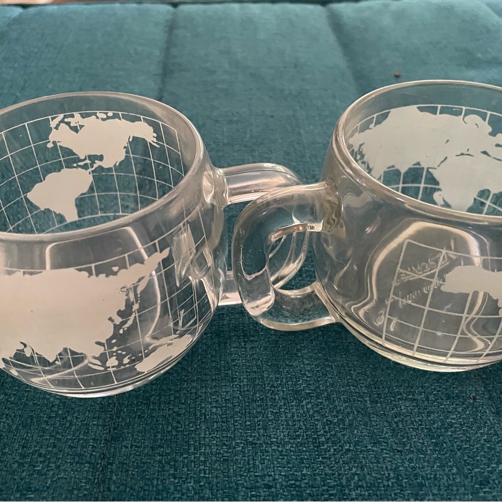 Frosted Glass World Map Mugs